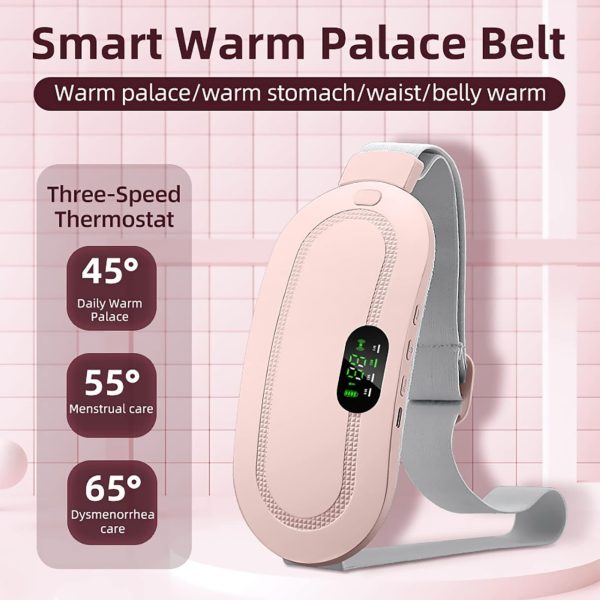 Portable Menstrual Heating Pad for Period Pain Relief | Electric Waist Belt with 3 Heat Levels & 4 Vibration Massage Modes for Women