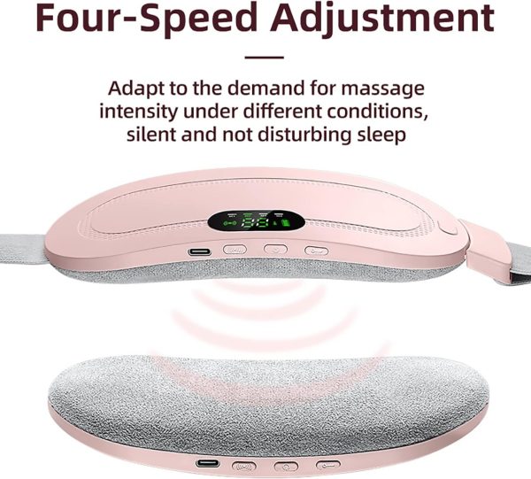 Portable Menstrual Heating Pad for Period Pain Relief | Electric Waist Belt with 3 Heat Levels & 4 Vibration Massage Modes for Women
