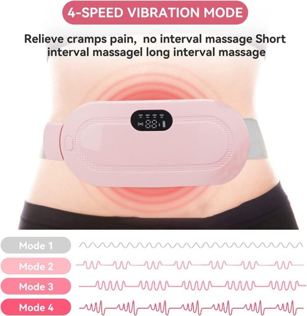 Portable Menstrual Heating Pad for Period Pain Relief | Electric Waist Belt with 3 Heat Levels & 4 Vibration Massage Modes for Women