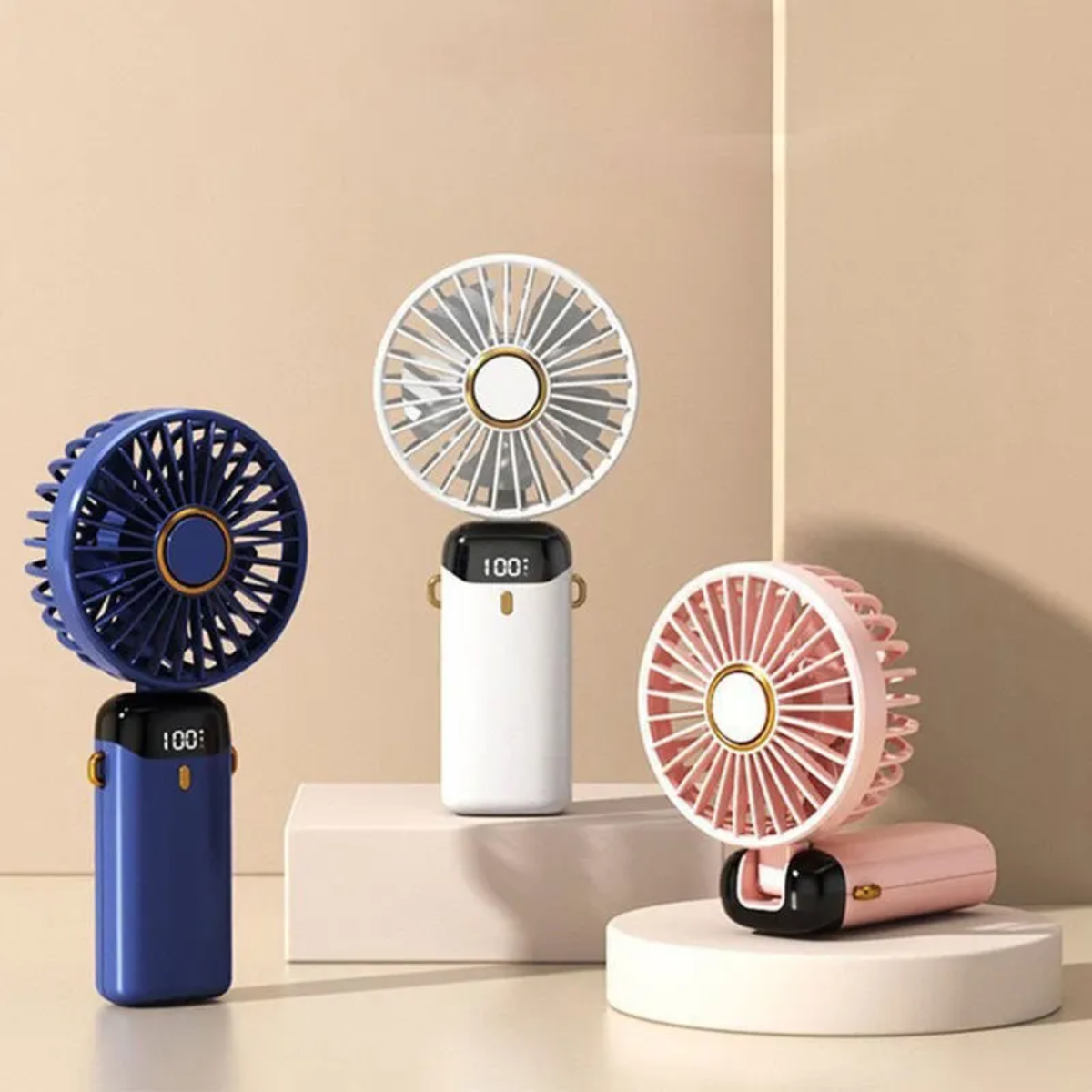 5-in-1 Portable Mini Fan with Smart Digital Display | USB-C Rechargeable Handheld & Desk Fan