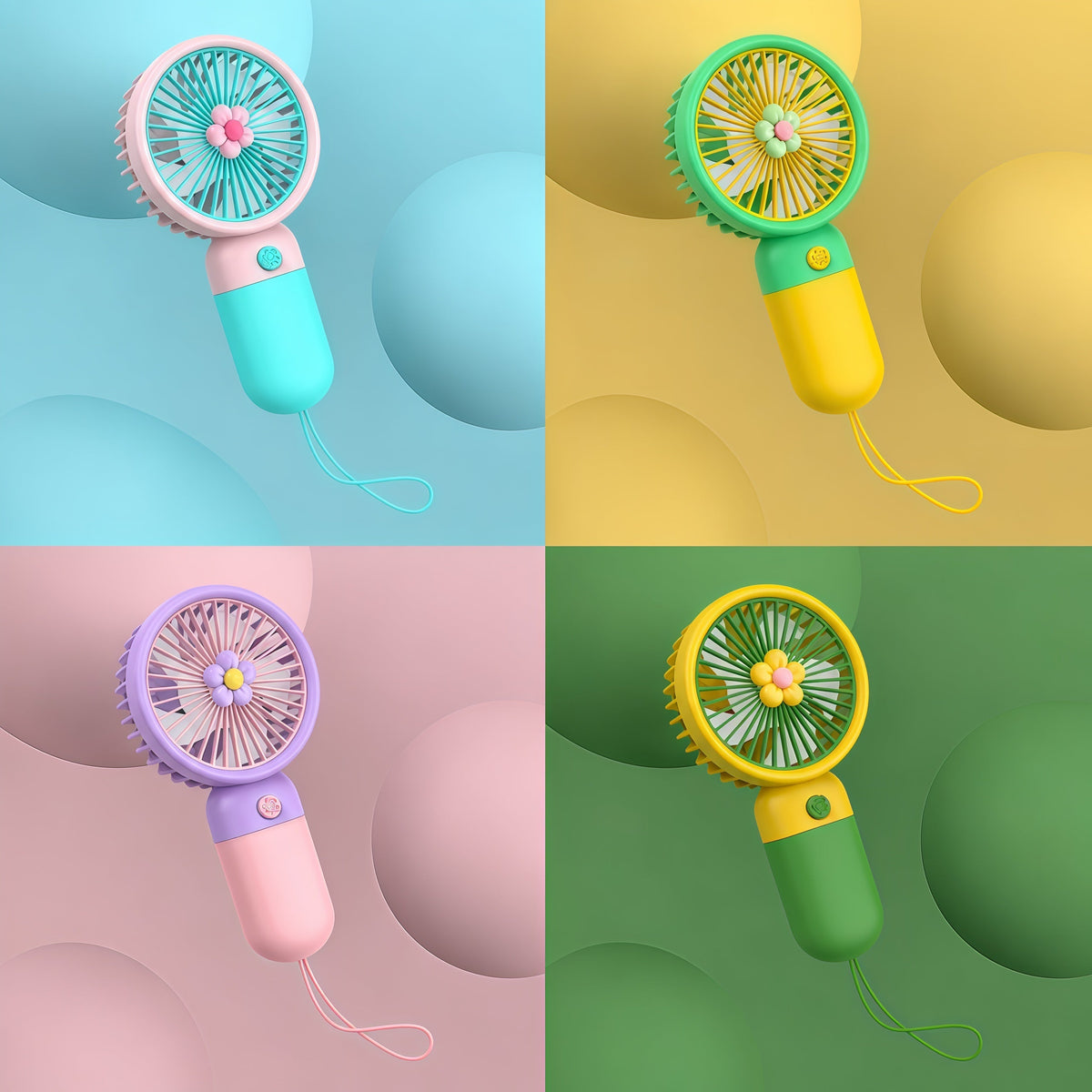Cute Portable Mini Rechargeable Fan For Kids With Desktop Stand & USB Charging Cable
