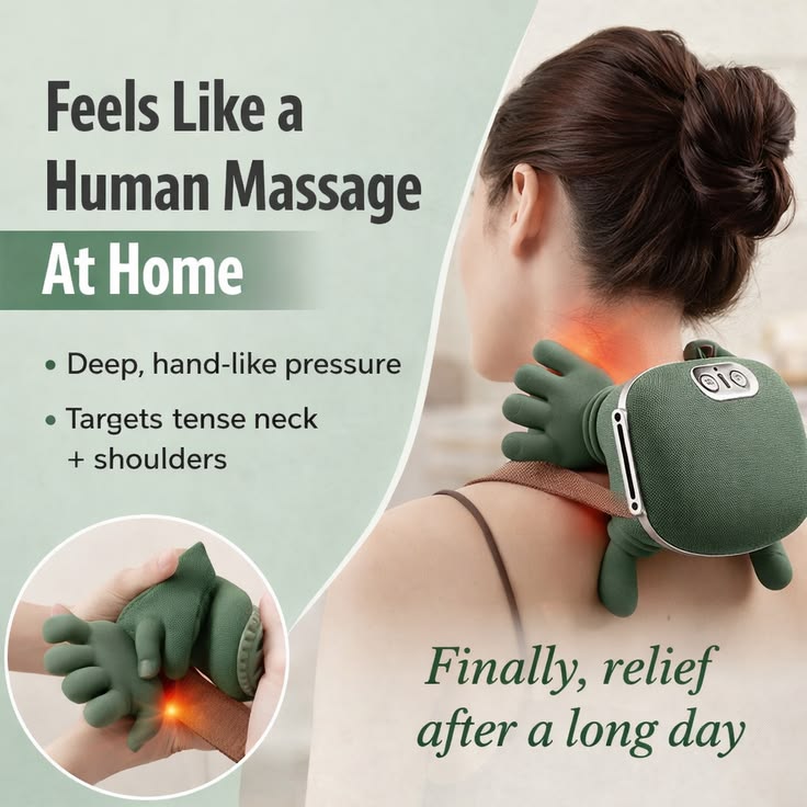 Electric Smart Neck & Shoulder Massager with Heat | Deep Tissue Kneading Finger Pressure Massager for Pain Relief & Relaxation (Home, Office & Car Use)