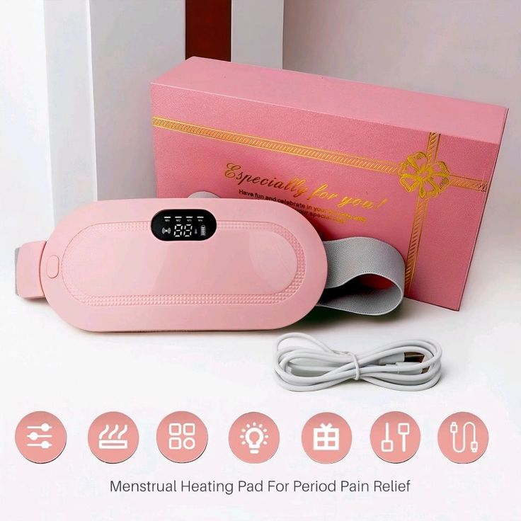 Portable Menstrual Heating Pad for Period Pain Relief | Electric Waist Belt with 3 Heat Levels & 4 Vibration Massage Modes for Women
