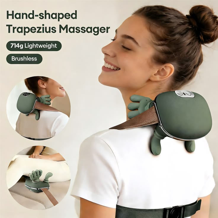 Electric Smart Neck & Shoulder Massager with Heat | Deep Tissue Kneading Finger Pressure Massager for Pain Relief & Relaxation (Home, Office & Car Use)