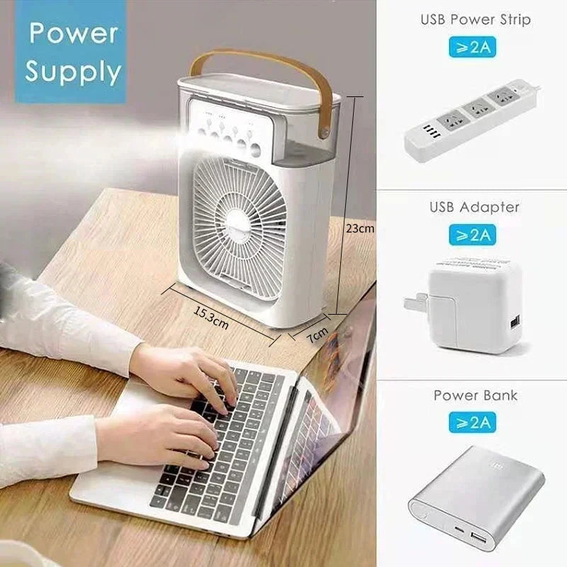Mini Portable Air Cooler Fan with Evaporative Cooling | 3-Speed Personal Air Conditioner