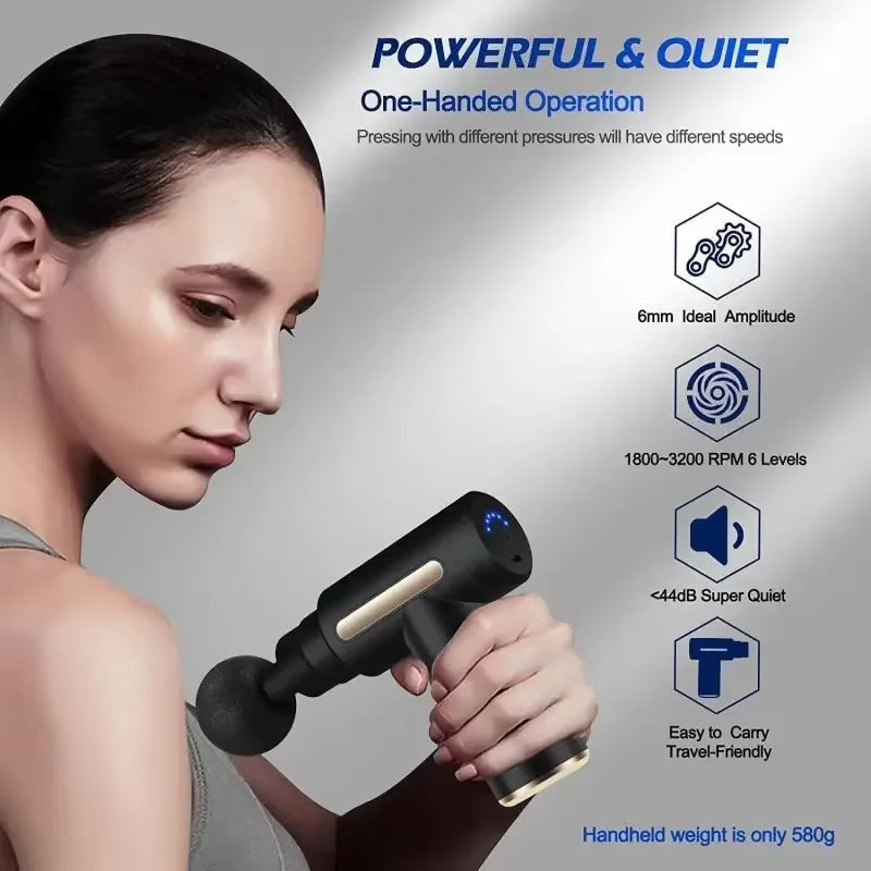 Deep Tissue Massage Gun | Portable Muscle Relief Massager with Rechargeable Battery for Neck & Back