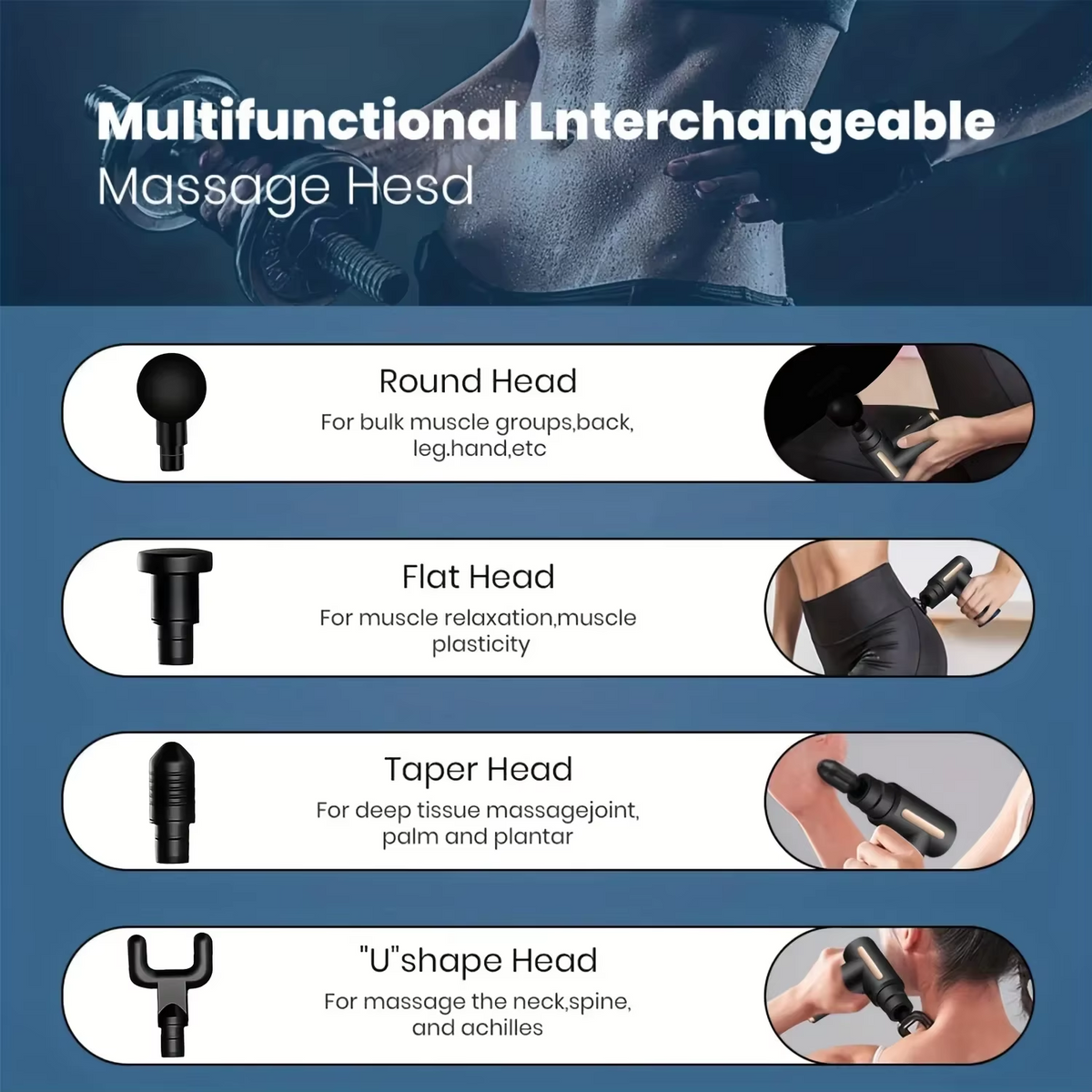 Deep Tissue Massage Gun | Portable Muscle Relief Massager with Rechargeable Battery for Neck & Back