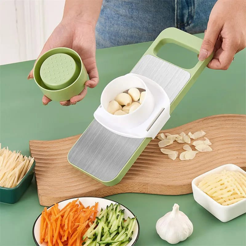 5-in-1 Multifunctional Vegetable Cutter & Slicer | Stainless Steel Manual Mandoline Slicer for Kitchen | Shredder, Grater & Chopper