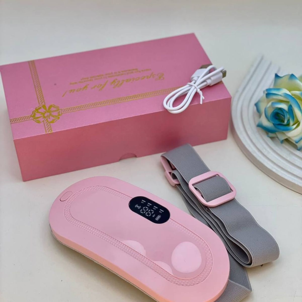 Portable Menstrual Heating Pad for Period Pain Relief | Electric Waist Belt with 3 Heat Levels & 4 Vibration Massage Modes for Women