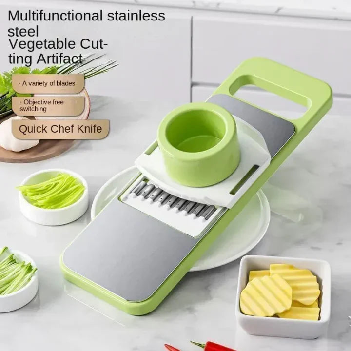 5-in-1 Multifunctional Vegetable Cutter & Slicer | Stainless Steel Manual Mandoline Slicer for Kitchen | Shredder, Grater & Chopper