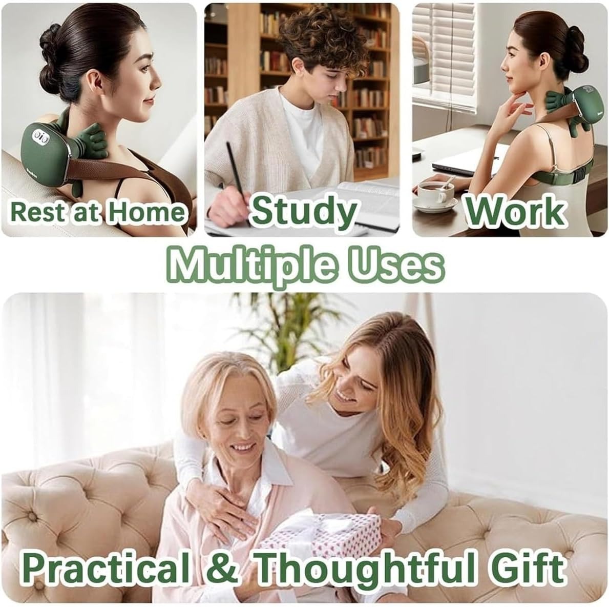 Electric Smart Neck & Shoulder Massager with Heat | Deep Tissue Kneading Finger Pressure Massager for Pain Relief & Relaxation (Home, Office & Car Use)