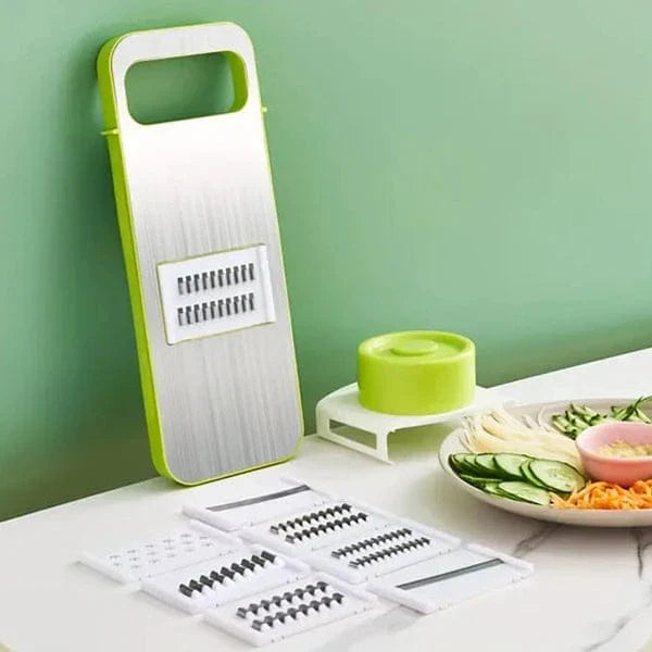 5-in-1 Multifunctional Vegetable Cutter & Slicer | Stainless Steel Manual Mandoline Slicer for Kitchen | Shredder, Grater & Chopper