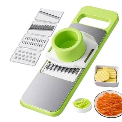 5-in-1 Multifunctional Vegetable Cutter & Slicer | Stainless Steel Manual Mandoline Slicer for Kitchen | Shredder, Grater & Chopper