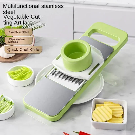 5-in-1 Multifunctional Vegetable Cutter & Slicer | Stainless Steel Manual Mandoline Slicer for Kitchen | Shredder, Grater & Chopper
